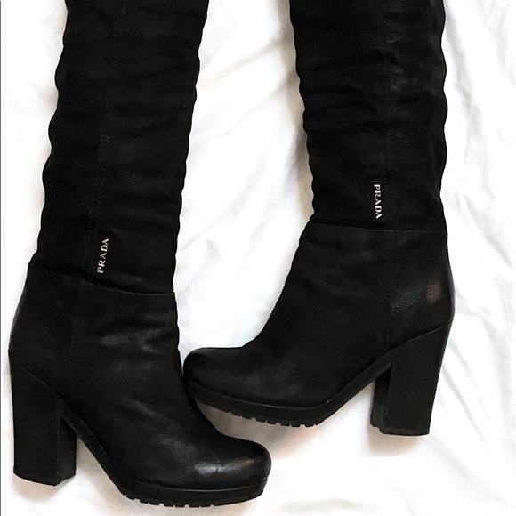 Prada Black Leather Boots size 6.5 (Authentic) - Picture 2 of 5